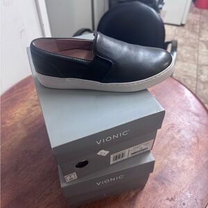 Vionic Black Slip-On  with White Sole